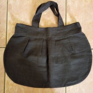 Fog Linen Work, AENNE round bag, dark brown, Lithuanian Linen
